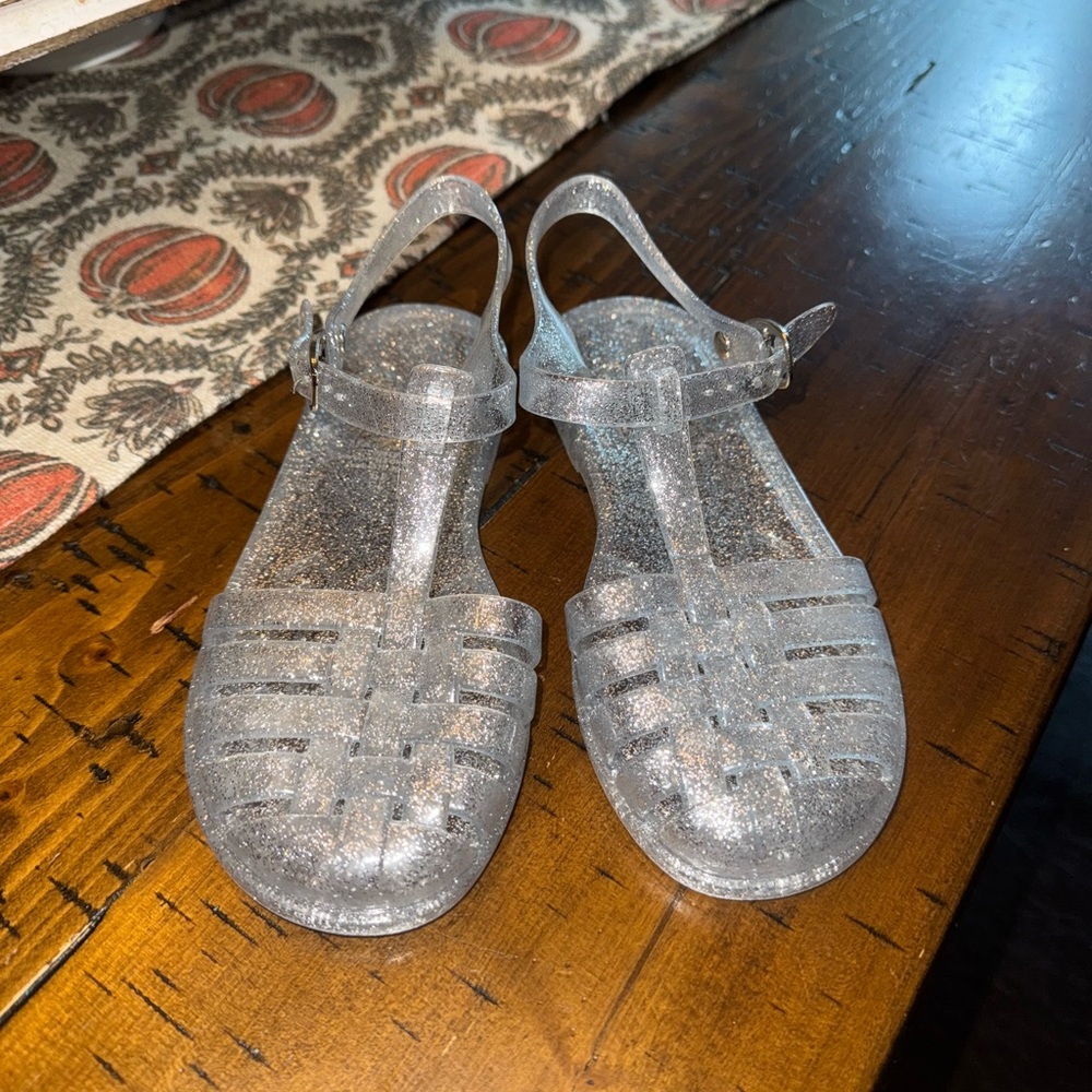 New old navy jelly shoes with Silver Glitter